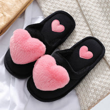 Load image into Gallery viewer, Women's Love Heart Fluffy Slippers | Warm Plush Home Shoes
