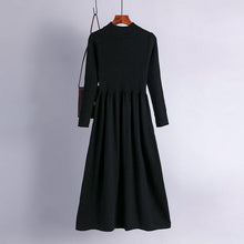 Load image into Gallery viewer, Autumn Winter Half High Collar Swing Long Knitted Dress Waist Controlled Slimming Long Sleeve Simple Dinified Sweater Bottoming Women