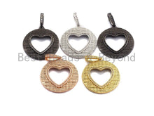 Load image into Gallery viewer, CZ Micro Pave Hollow out Heart Round Shaped Pendant/Charm, Cubic Zirconia Pendant Charm,28x31mm,sku#F910