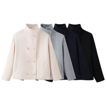 Load image into Gallery viewer, Womens Autumn Fashion Design Short Wool Coat With A Stand Collar And Double-Breasted Buttons