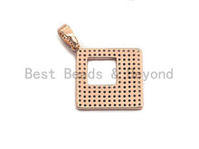 Load image into Gallery viewer, CZ Micro Pave Hollow out Square Pendant, Geometric Frame Shape Pendant Charm, Gold/Rose Gold/Silver/Gunmetal  Charms, 30x40mm, sku #X56