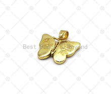 Load image into Gallery viewer, CZ Micro Pave Enamel Colorful Butterfly with Rose flower on Back Side Shape Pendant, 18K Gold FilledButterfly Charm,Sku#FH182