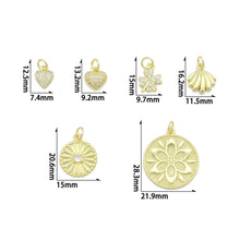 Load image into Gallery viewer, Clear CZ Gold Heart Clover Banana Round Coin Charm Pendant,Sku#LK1254