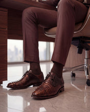 Load image into Gallery viewer, The Valmont Tan Python Leather Derby Men Shoe