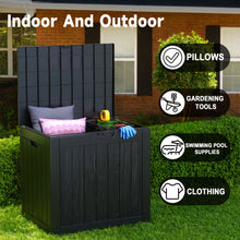Load image into Gallery viewer, 35 Gallon Outdoor Resin Storage Box – Black/Wood Grain