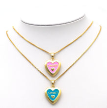 Load image into Gallery viewer, Lockets Enamel Sweet Word On Heart Shape Pendant, Sku#FH185