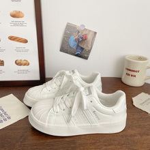 Load image into Gallery viewer, Women's Shell Toe Casual Sneakers | PU Leather Low-Top Lace-Up