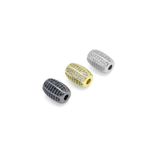 Load image into Gallery viewer, Black Clear CZ Oval Tube Space Bead, Sku#LX736