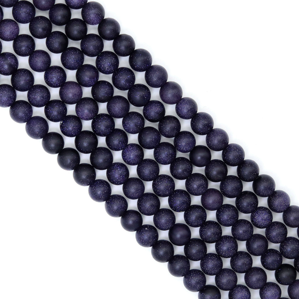 Matt Blue Goldstone Round Smooth Beads, Sku#U1786