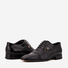 Load image into Gallery viewer, The Rockwell Handmade Black Leather Cap Toe Men Oxford Shoe