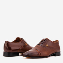 Load image into Gallery viewer, The Rockwell Handmade Tan Leather Cap Toe Oxford Men Shoe