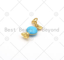 Load image into Gallery viewer, Colorful Enamel Candy Shape Pendant, 18K Gold Filled Candy Charm,Enamel Jewelry Findings, 18x8mm,Sku#F1421