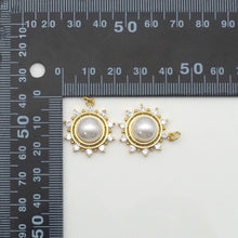 Load image into Gallery viewer, Clear CZ Gold Pearl Flower Charm, Sku#LK817