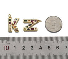 Load image into Gallery viewer, Gold Colorful Baguette CZ Initial Charm, sku#F1524