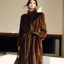 Load image into Gallery viewer, Mink-textured Three-dimensional Silhouette Belt Eco-fur Coat