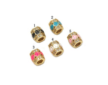 Load image into Gallery viewer, CZ Enamel Smiley Face On Tube Spacer Beads, Sku#LD277