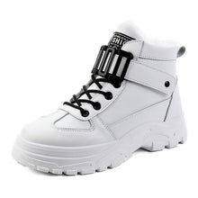 Load image into Gallery viewer, Women's Waterproof Platform High-Top Sneakers | Leather Stitching Plush Lining