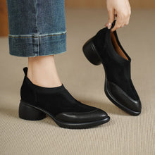 Load image into Gallery viewer, Women's Suede Mary Jane Chunky Heel Pumps - Round Toe Low Cut Single Strap Shoes