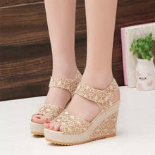 Load image into Gallery viewer, Women's Cutout Platform Sandals | Waterproof Open-Toe Cowhide Heels
