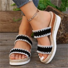 Load image into Gallery viewer, Women's Hemp Rope Wedge Sandals | Suede Woven Ethnic Platform Slides