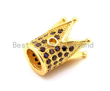 Load image into Gallery viewer, CZ King Crown Black Micro Pave Beads, Cubic Zirconia Crown Space Beads,Men's Women's Jewelry Making, 10x8mm, Sku#G114