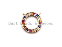 Load image into Gallery viewer, Colorful CZ Micro Pave Circular Ring  Pendant, Cz Pave Pendant, Gold/Rose Gold/Silver/Gunmetal plated, 21x21mm, Sku#F783