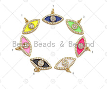 Load image into Gallery viewer, Colorful Enamel PAVE Evil Eye Pendant, Protection Eye Pendant, Gold Enamel Evil Eye Pendant, Pave enamel jewelry Findings,12x20mm,sku#LD14