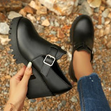 Load image into Gallery viewer, Women's British-Style Chunky Heel Pumps - Round Toe Buckle Closure Casual Shoes