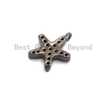 Load image into Gallery viewer, Micro Pave Black CZ Pave On Black Starfish Charm Beads, Starfish Charm, Black color beads, 9x10mm, sku#B100