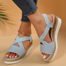 Load image into Gallery viewer, Wedge Sandals Cross-Strap Platform Gladiator Hemp Heel Shoes