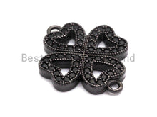 Load image into Gallery viewer, Black CZ Clover Connector charm, sku#A93