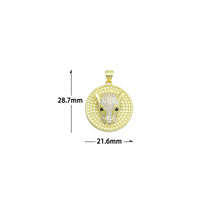Load image into Gallery viewer, Clear CZ Gold Leopard Head Round Coin Charm Pendant,Sku#LX863