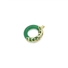 Load image into Gallery viewer, Dragon on High Quality Green Jade Donut Ring Pendant, Sku#LX359