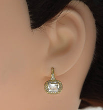 Load image into Gallery viewer, Rectangle CZ On Oval Everyday Hoop Earrings, Sku#B222