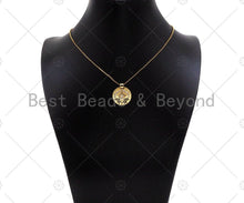 Load image into Gallery viewer, CZ Micro Pave Evil Eye Hollow Out Round Coin Shape Pendant/Charm,Sku#L493