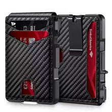 Load image into Gallery viewer, Carbon Fiber Slim Folding Cardholder Wallet for Men – Minimalist PU Leather Bifold