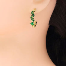 Load image into Gallery viewer, Gold Silver Crystal Diamond cut Ball Hoop Earrings, Sku#LX474c