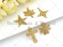 Load image into Gallery viewer, Filigree Gold Lacy Charm, Star/Clover/Cross/Leaf Brushed Gold Twisted Wire Charm Pendants for Earrings necklace making, sku#CP09