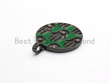 Load image into Gallery viewer, LARGE Enamel Colorful Round With Hamsa Hand Pendant,CZ Micro Pave Oil Drop Round pendant,Enamel pendant,Enamel Jewelry,34x38mm,sku#F592