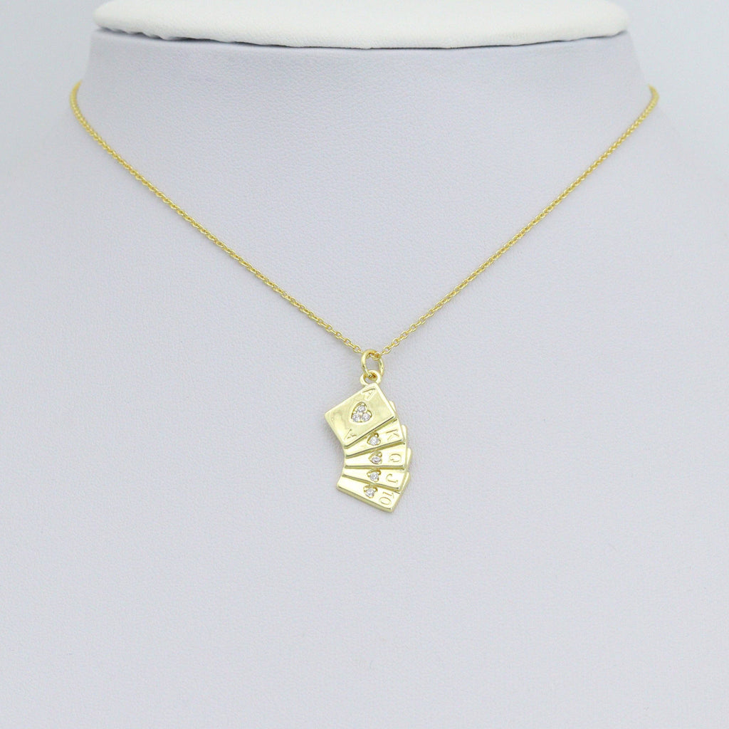 Clear CZ Gold Silver Poker Card Charm Pendant,Sku#A487