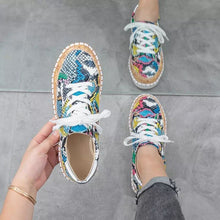 Load image into Gallery viewer, Women's Snake Print Platform Sneakers | Chunky Sole Slip-On Casual Shoes | PU Leather | EU 35-43
