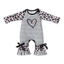 Load image into Gallery viewer, Leopard heart print long sleeve baby valentine's romper