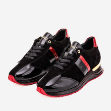 Load image into Gallery viewer, The Inferno Black &amp; Red Leather Men Sneaker
