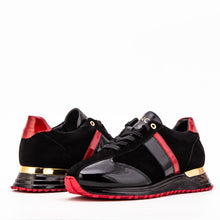 Load image into Gallery viewer, The Inferno Black &amp; Red Leather Men Sneaker