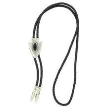 Load image into Gallery viewer, Double S Silver Arrowhead and Black Stone - Bolo Tie