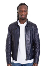 Load image into Gallery viewer, The Labanon Navy Blue Leather Men Jacket