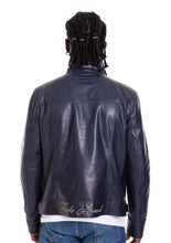 Load image into Gallery viewer, The Labanon Navy Blue Leather Men Jacket