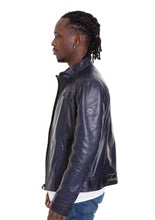 Load image into Gallery viewer, The Labanon Navy Blue Leather Men Jacket