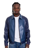 The Lopera Pythn Navy Blue Leather Men Jacket
