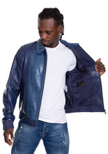 Load image into Gallery viewer, The Lopera Pythn Navy Blue Leather Men Jacket
